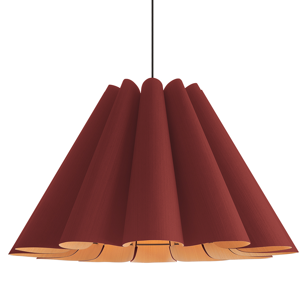 Bruck Lighting WEPLOR/70/TRC/ASH WEP Lighting Collection Lora 1 Light Pendant in Black with Terracotta and Ash Wood Veneer Shade